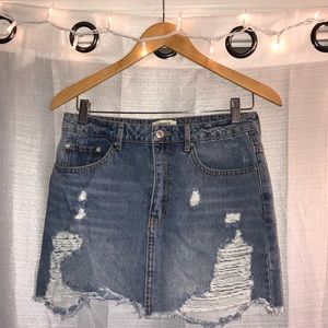 destroyed denim skirt